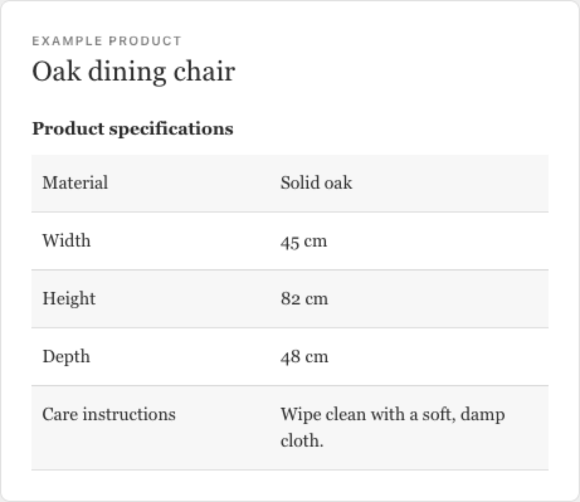 Actual MetaSpecs preview showing the Soft stripes appearance with example chair data